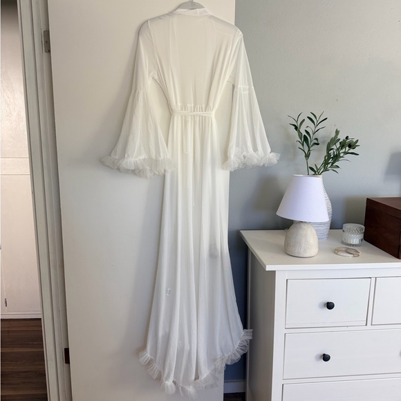 White Sheer Robe with Ruffle Trim - Picture 3 of 5